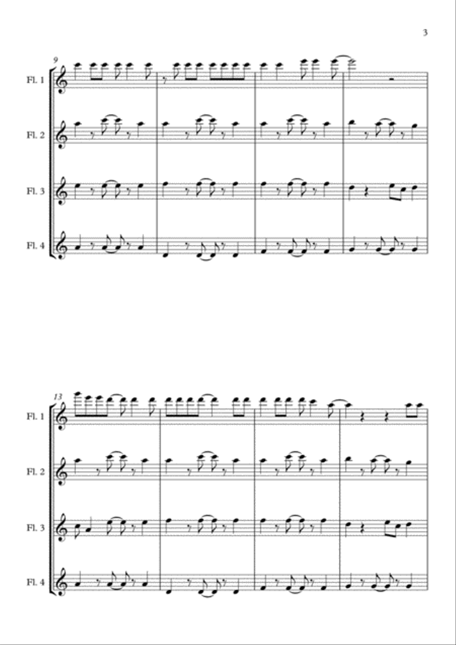 Shape Of You Flute Quartet scores gallery preview page 3