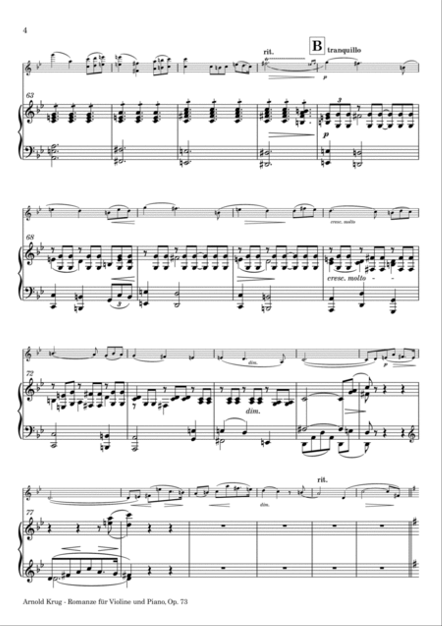 Romanze für Violine und Piano, Op. 73 Chamber Music scores gallery preview page 4