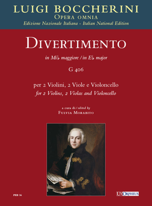 Book cover for Divertimento in E flat major (G 406) for 2 Violins, 2 Violas and Violoncello