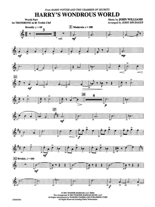 Harry's Wondrous World (from Harry Potter and the Chamber of Secrets): (wp) 1st B-flat Trombone T.C.
