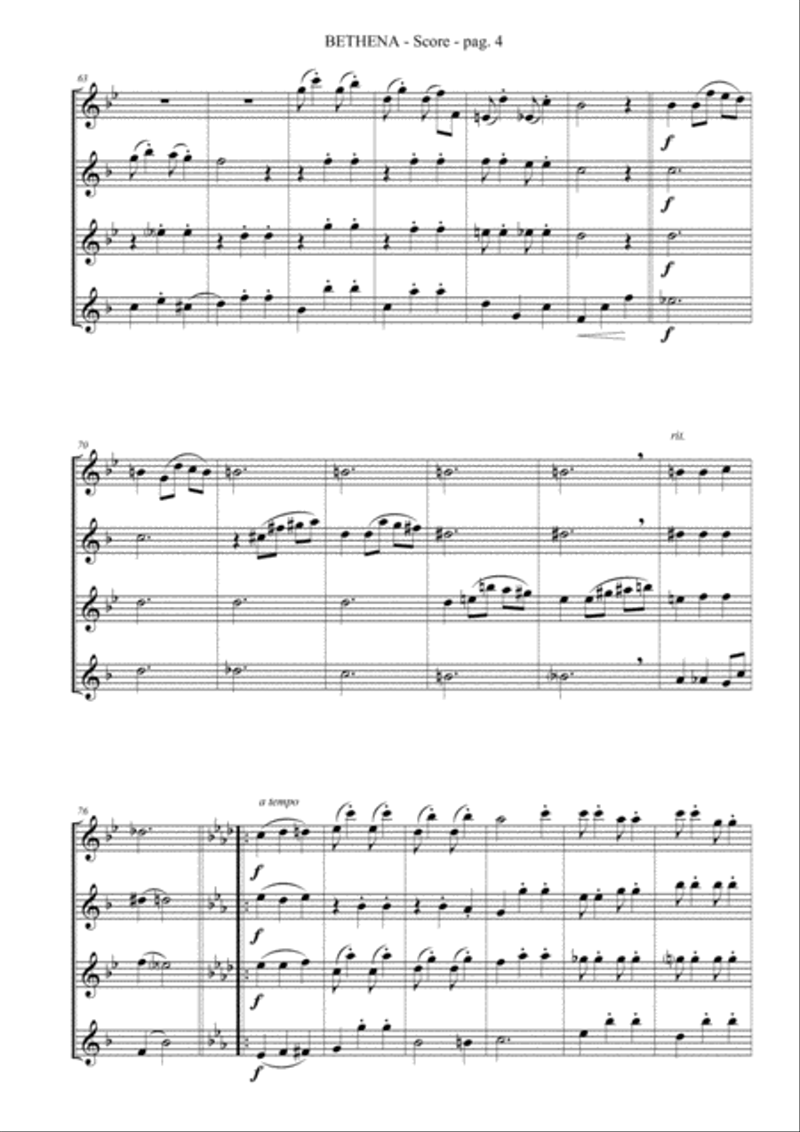 BETHENA (A Concert Waltz) by Scott Joplin - for Saxophone Quartet SATB image number null