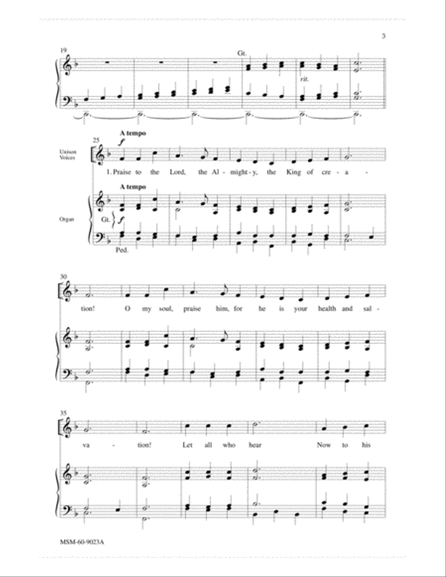 Praise to the Lord the Almighty 4-Part scores gallery preview page 3