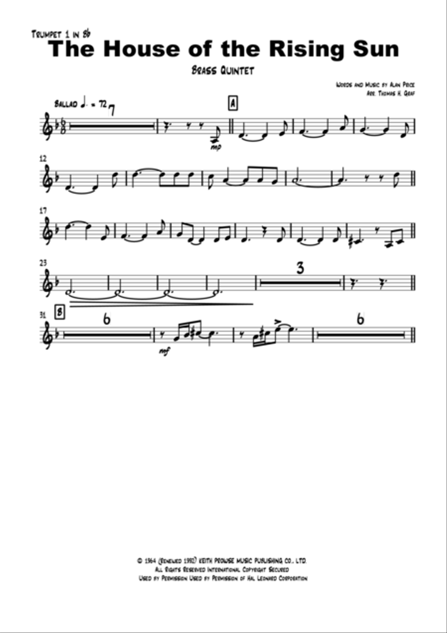 The House Of The Rising Sun Euphonium scores gallery preview page 4