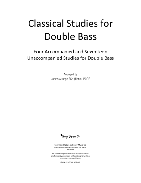Twenty One Classical Studies for Double Bass: Four Accompanied and Seventeen Unaccompanied Studies f image number null