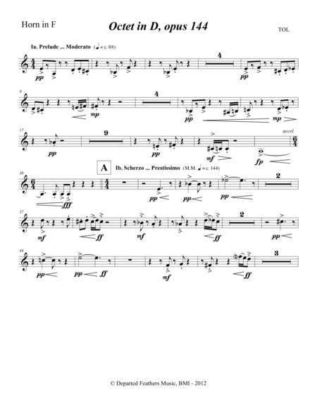 Octet in D, opus 144 (2012) horn part
