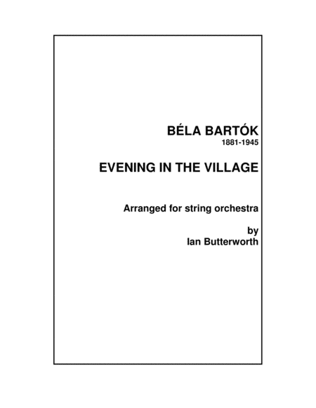 BARTOK Evening in the Village for string orchestra image number null