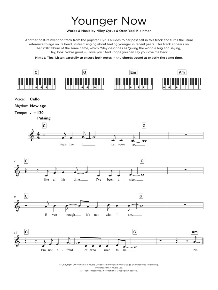 Younger Now Piano scores gallery preview page 1