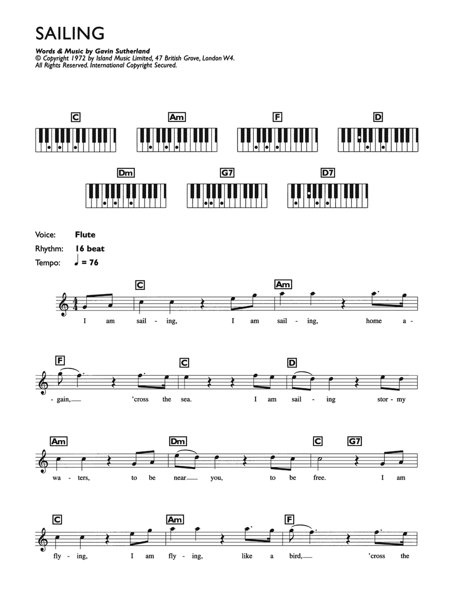 Sailing Piano Solo scores gallery preview page 1