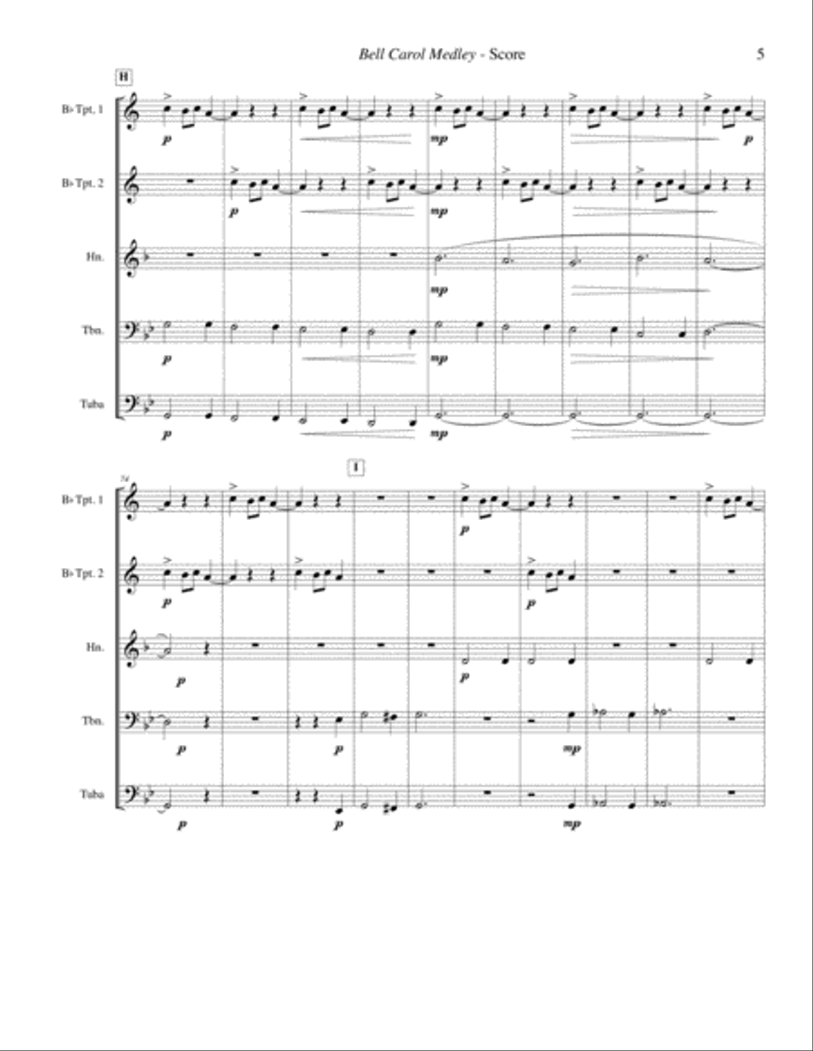 Bell Carol Medley (The Bells of Christmas) - Brass Quintet Brass Quintet scores gallery preview page 5