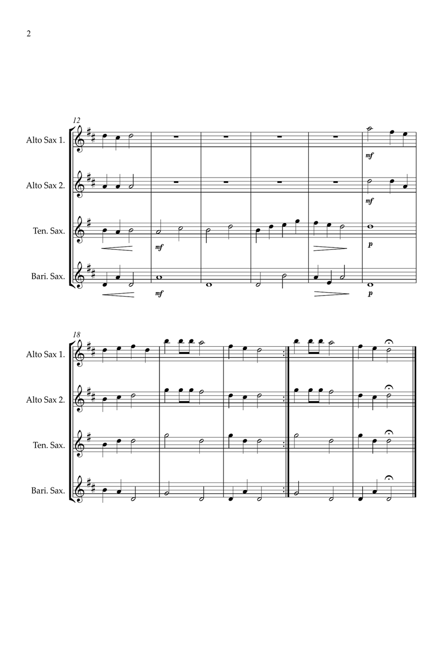 Deck The Halls for Sax quartet Saxophone Quartet scores gallery preview page 2