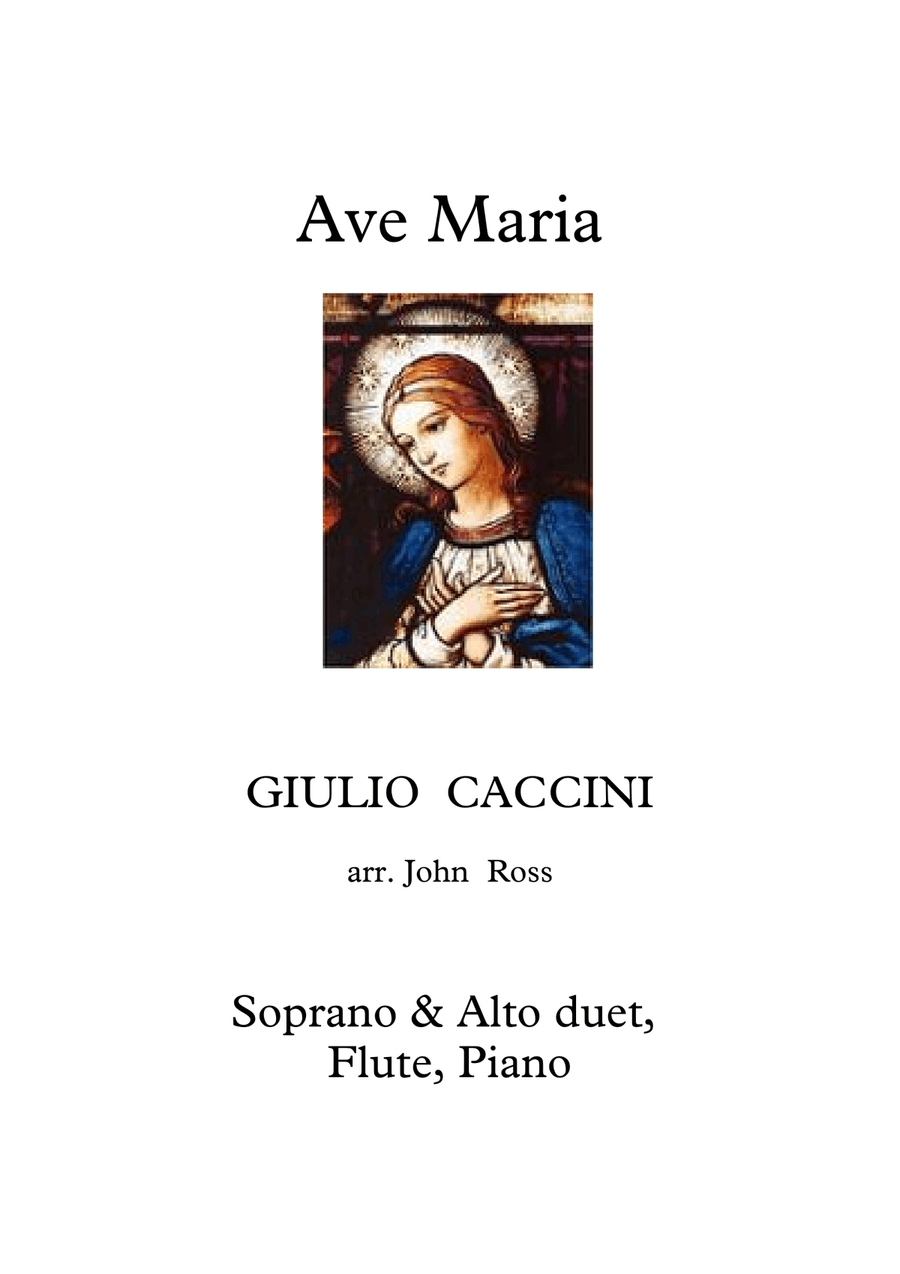 Ave Maria (Caccini) (Soprano, Alto, Flute, Piano) Flute scores gallery preview page 1