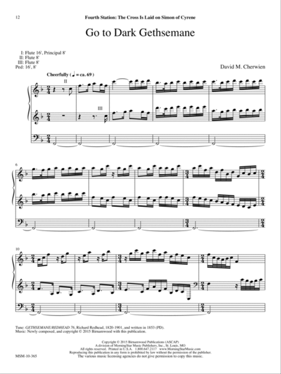 Go to Dark Gethsemane (Fourth Station: The Cross Is Laid on Simon of Cyrene) Organ scores gallery preview page 1