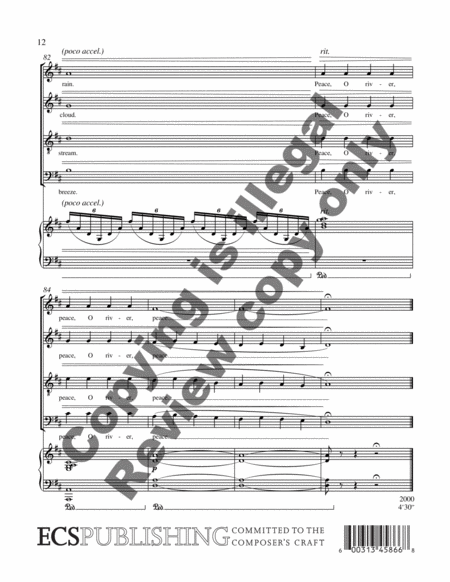 New Millennium Suite: 2. Peace I Ask of Thee, O River (Choral Score) image number null