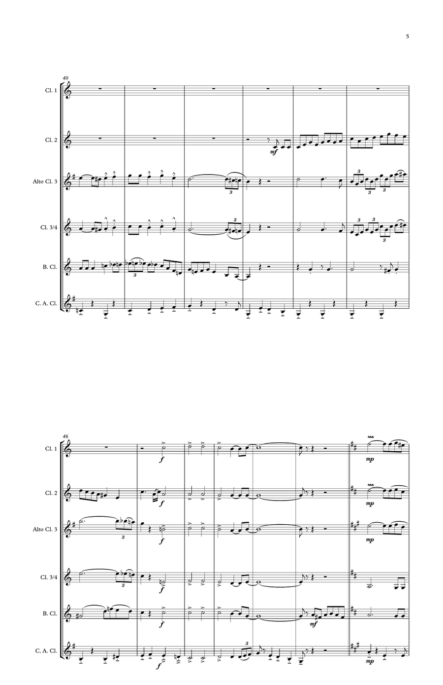 Battle Hymn of the Republic for Clarinet Quintet Clarinet Quintet scores gallery preview page 5