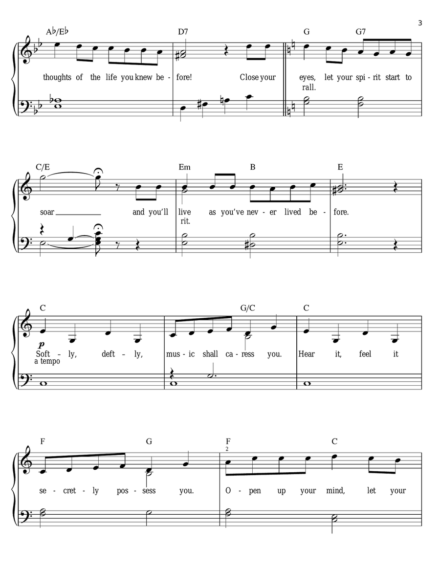 The Music Of The Night (from The Phantom Of The Opera) Easy Piano scores gallery preview page 3