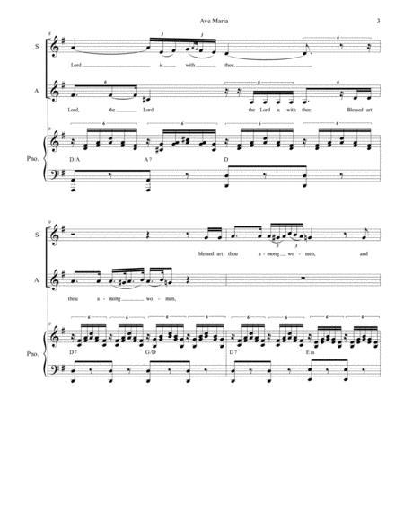 Ave Maria (Duet for Soprano & Alto Solo - English Lyrics - Low Key) - Piano Accompaniment image number null