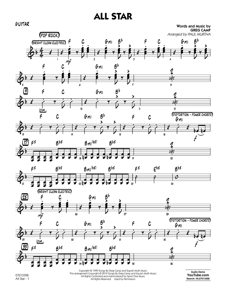 All Star (arr. Paul Murtha) - Guitar Jazz Ensemble scores gallery preview page 1