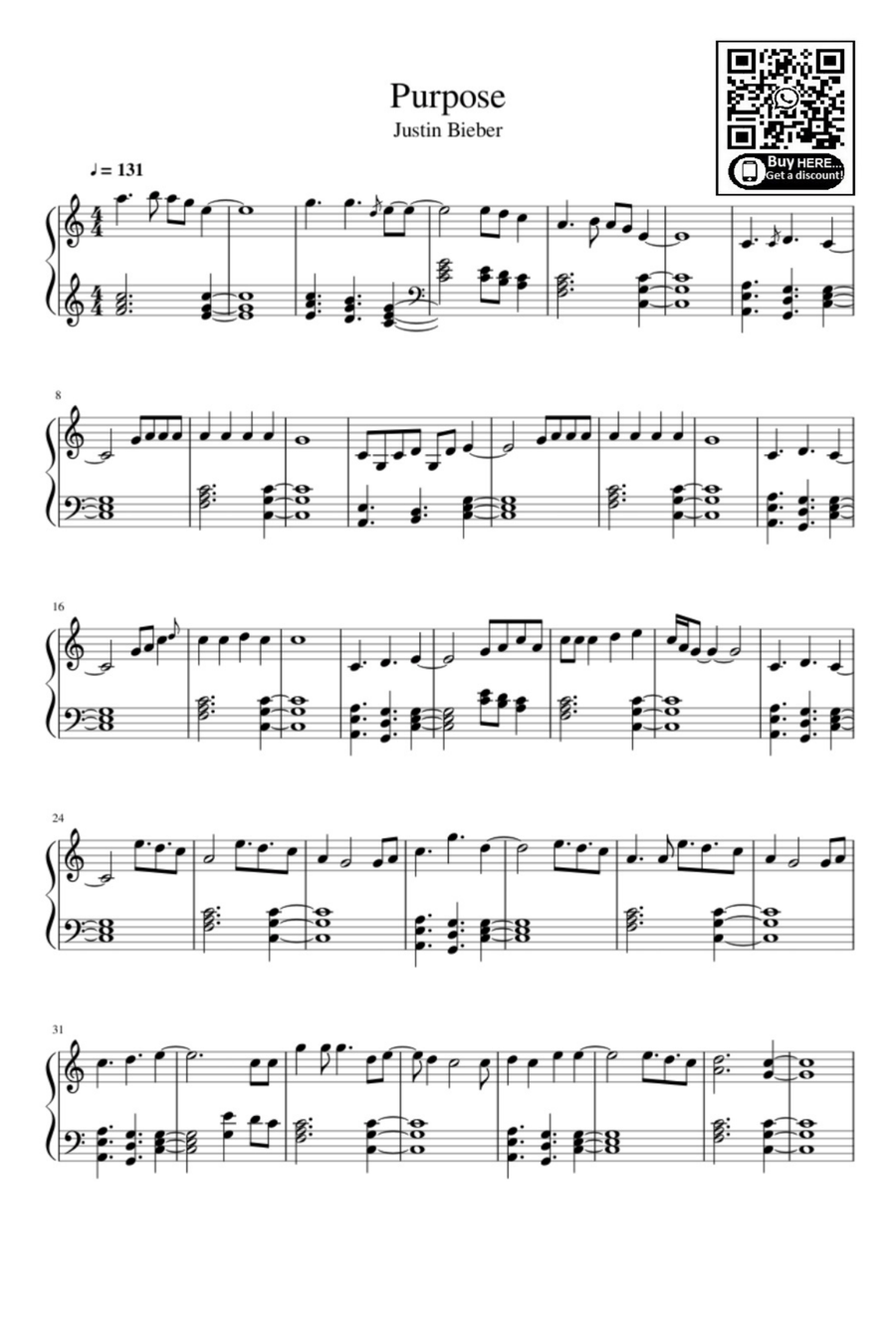 Purpose Easy Piano scores gallery preview page 1