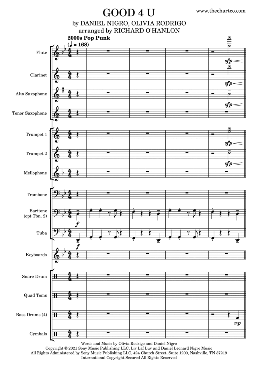 Good 4 U by Olivia Rodrigo Marching Band Digital Sheet Music