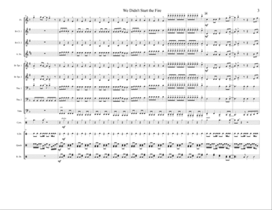 We Didn't Start The Fire Marching Band scores gallery preview page 3