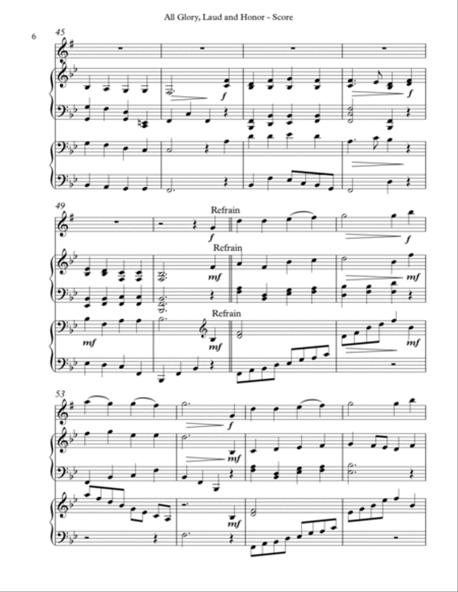 All Glory, Laud and Honor Trio for Eb Alto Saxophone, Harp and Piano Alto Saxophone scores gallery preview page 6