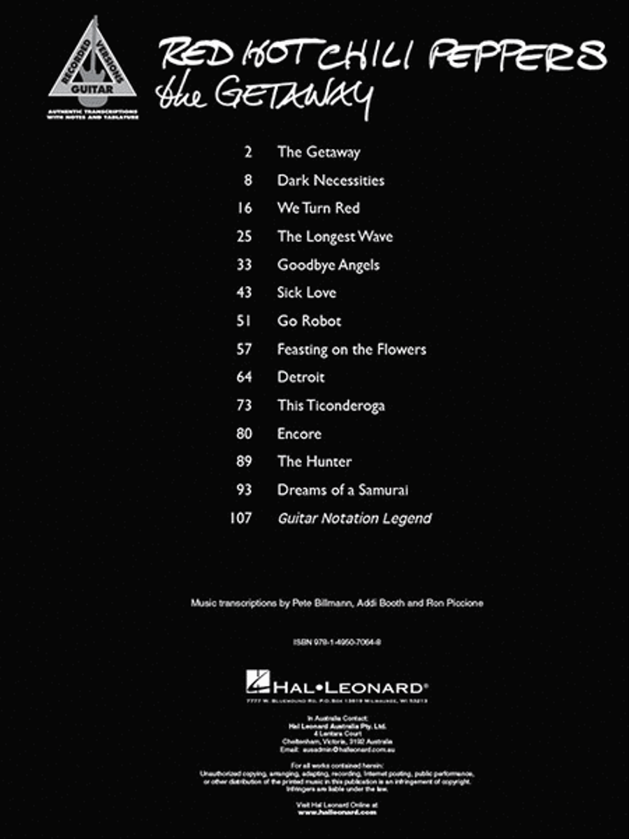 Red Hot Chili Peppers - The Getaway Electric Guitar scores gallery preview page 2