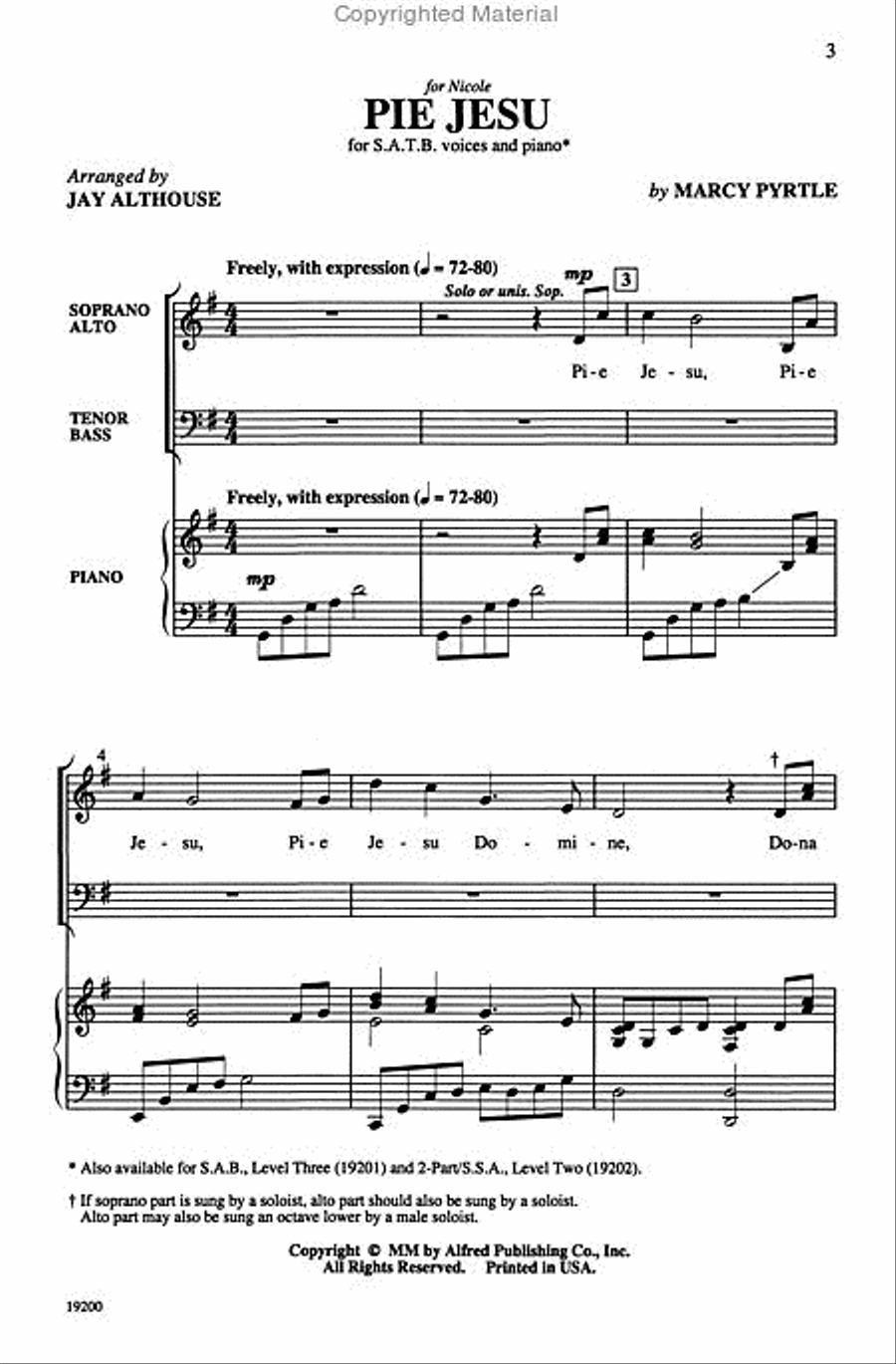 Pie Jesu Pie Jesu 4-Part scores gallery preview page 2