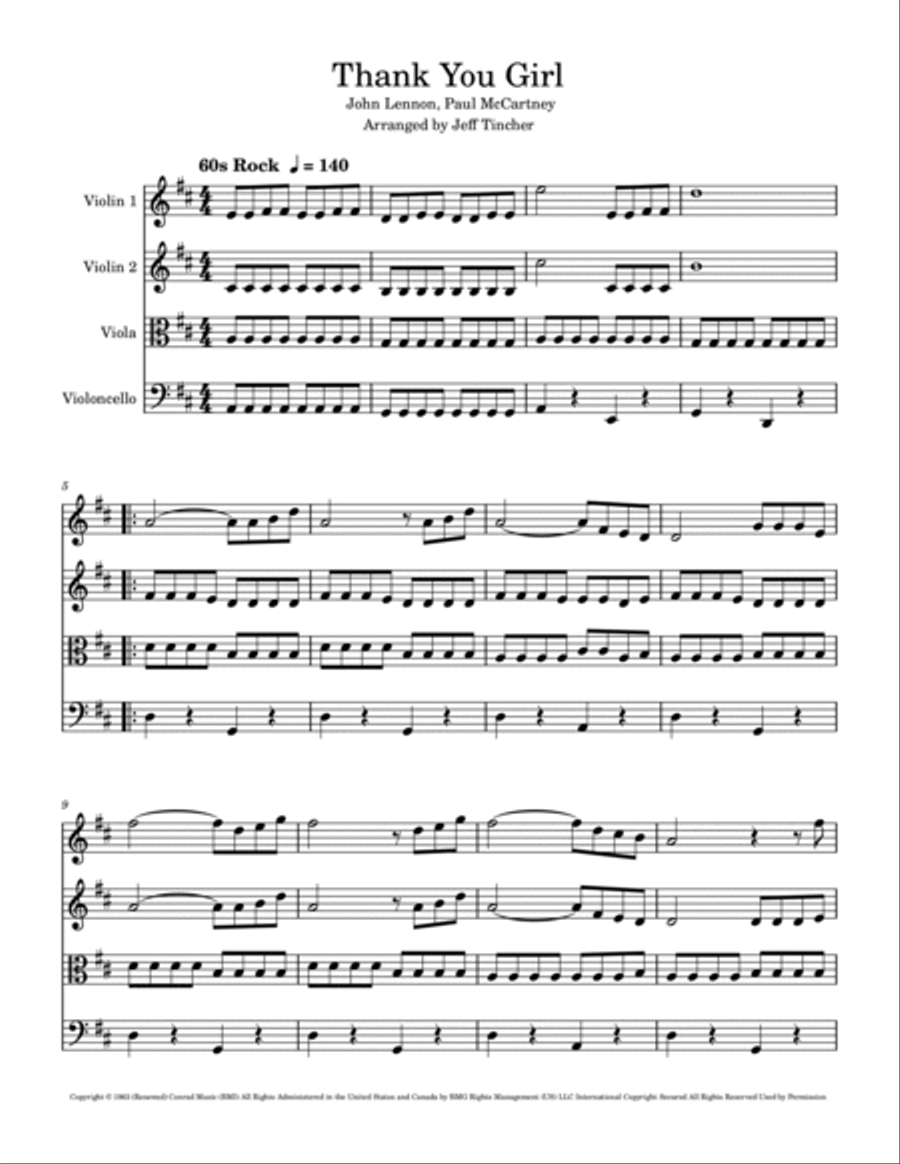 Thank You Girl Thank You Girl String Quartet scores gallery preview page 2
