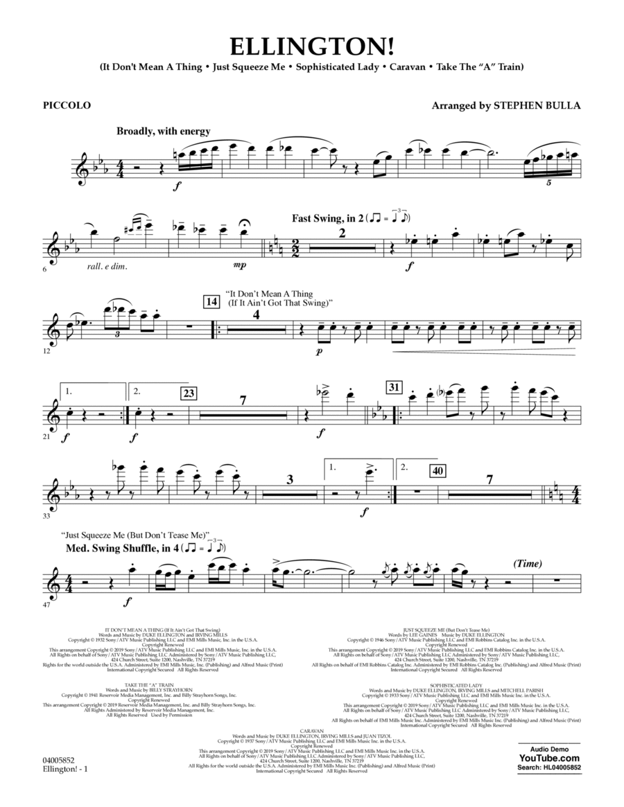 Ellington! (arr. Stephen Bulla) - Piccolo Concert Band scores gallery preview page 1