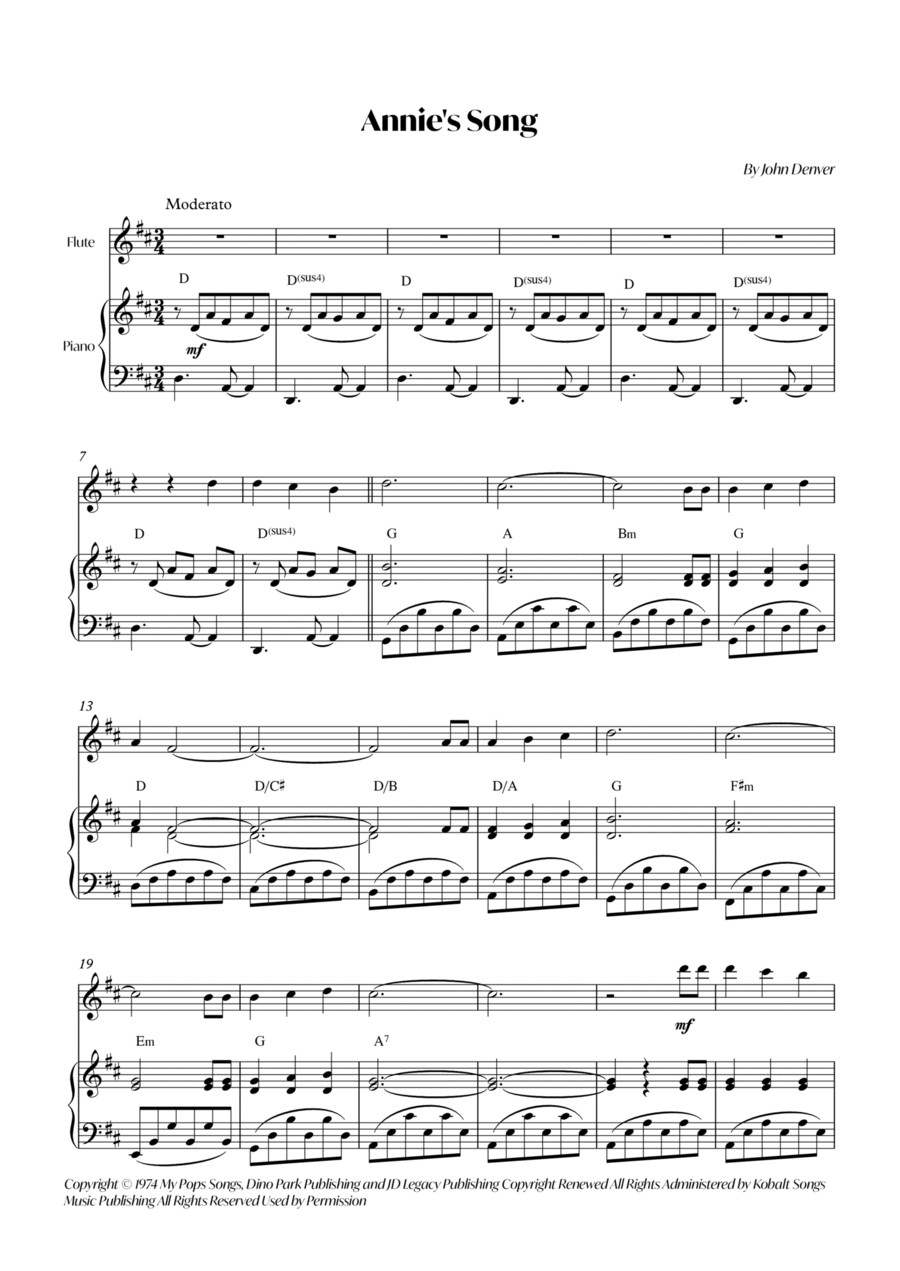 Annie's Song Flute scores gallery preview page 1