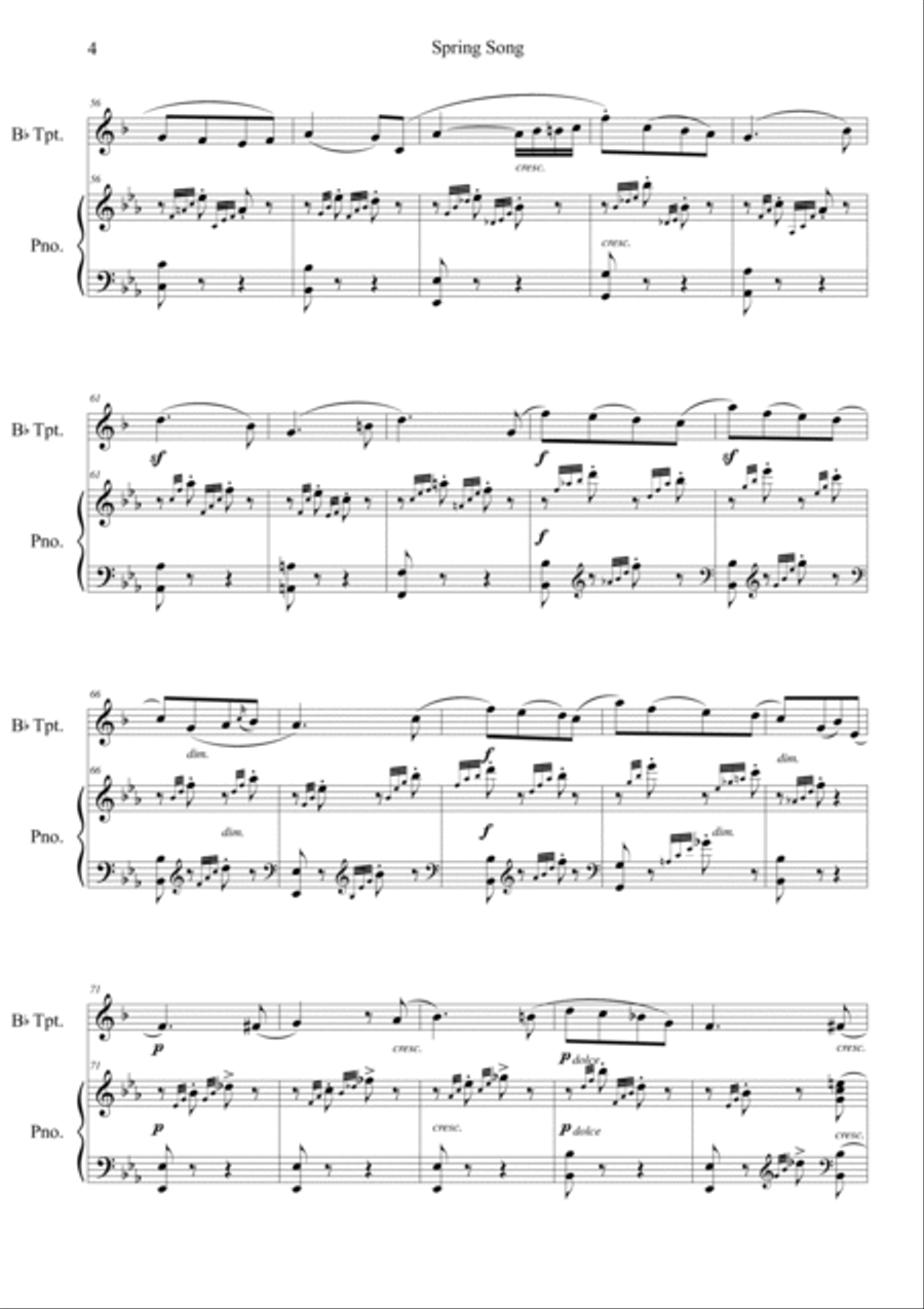 Lieder ohne Worte Op.62 No.6 in Eb Trumpet Solo scores gallery preview page 4