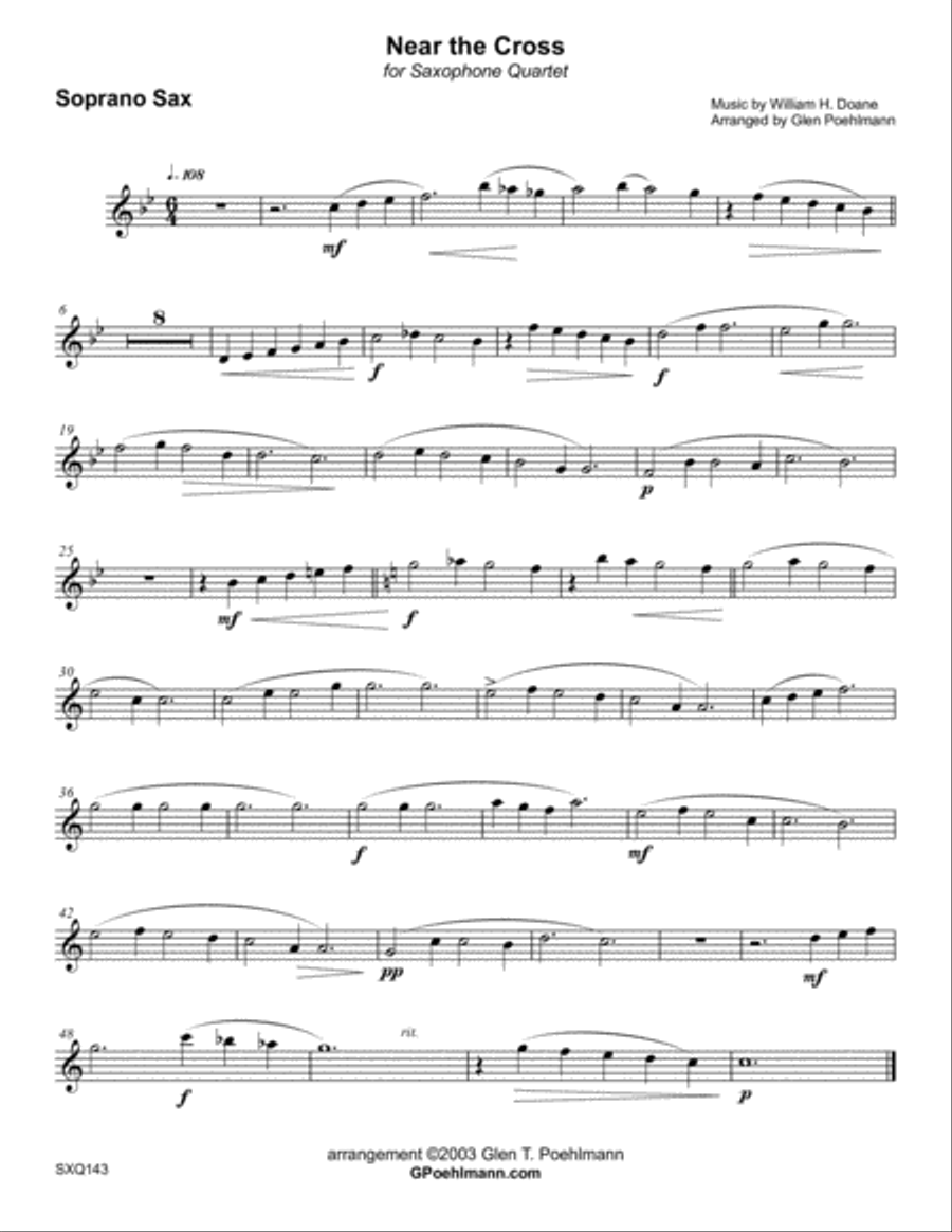NEAR THE CROSS - SAXOPHONE QUARTET - unaccompanied Saxophone Quartet scores gallery preview page 4