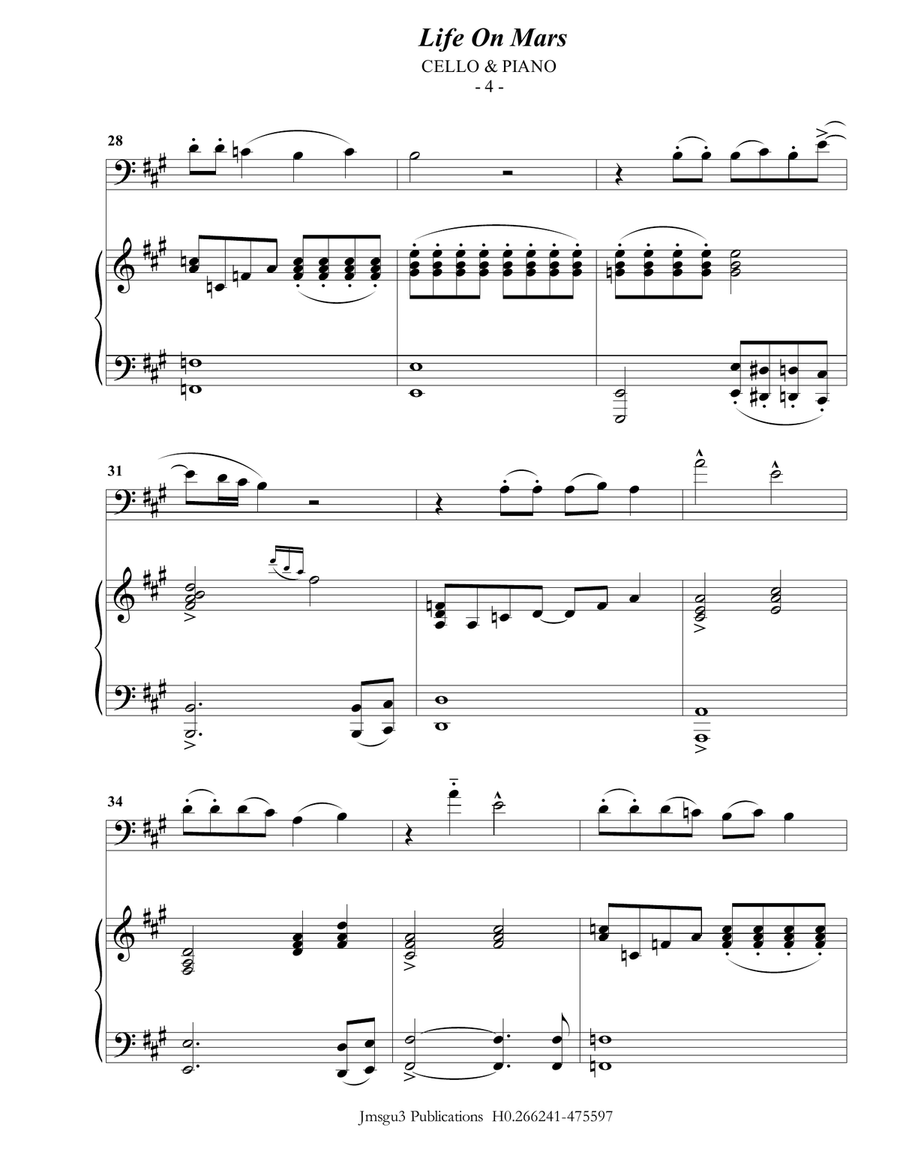 Life On Mars Piano scores gallery preview page 4