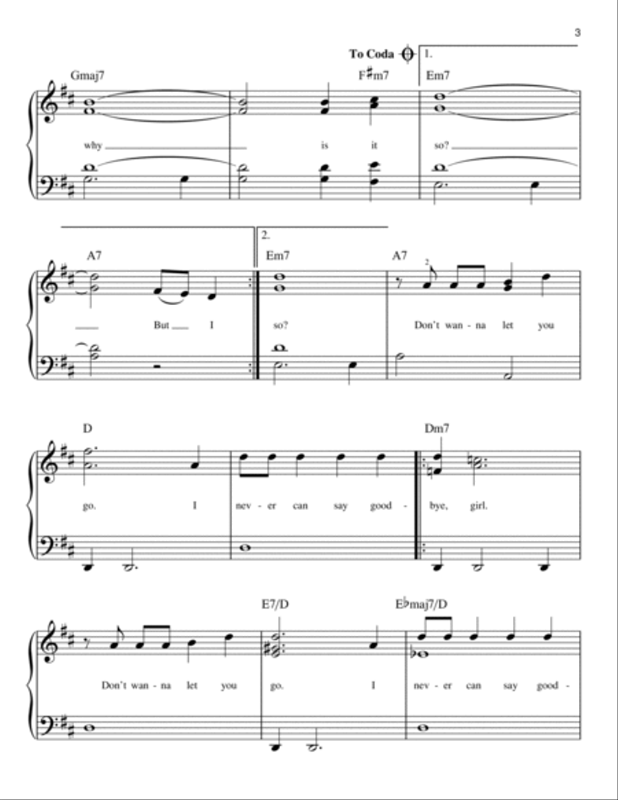 Never Can Say Goodbye Never Can Say Goodbye Easy Piano scores gallery preview page 3