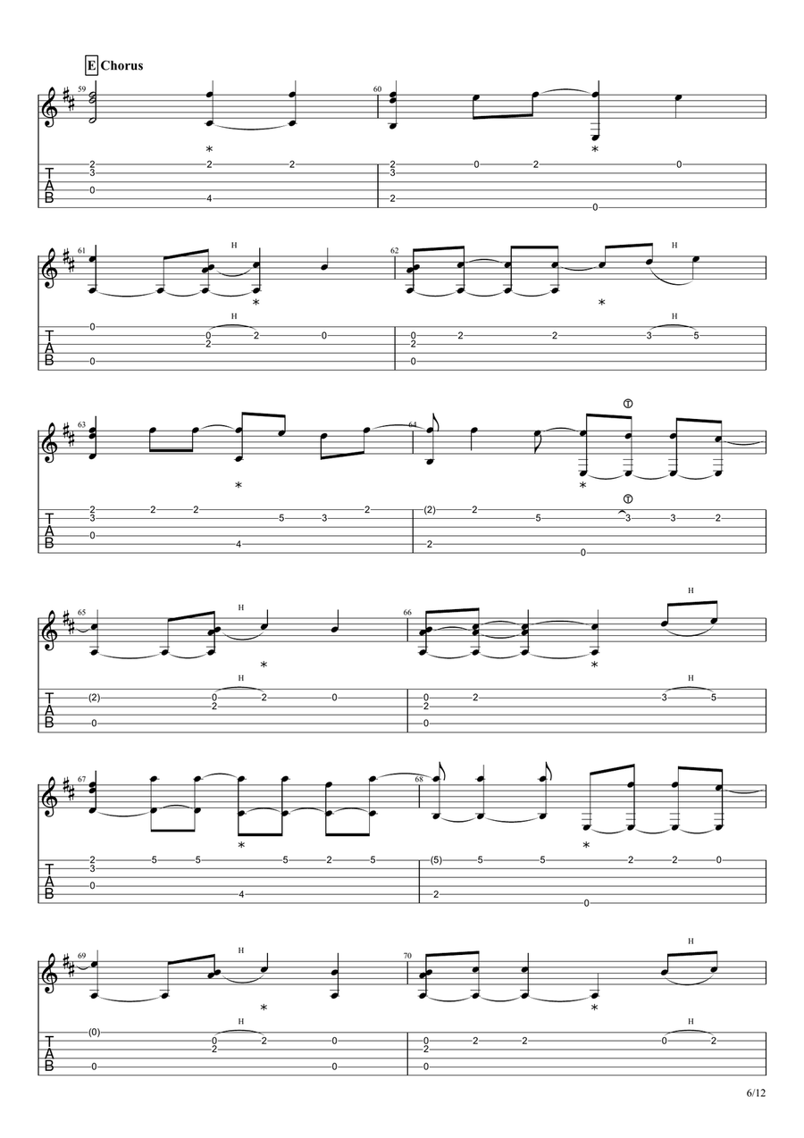 Fire And Rain Guitar Tablature scores gallery preview page 6