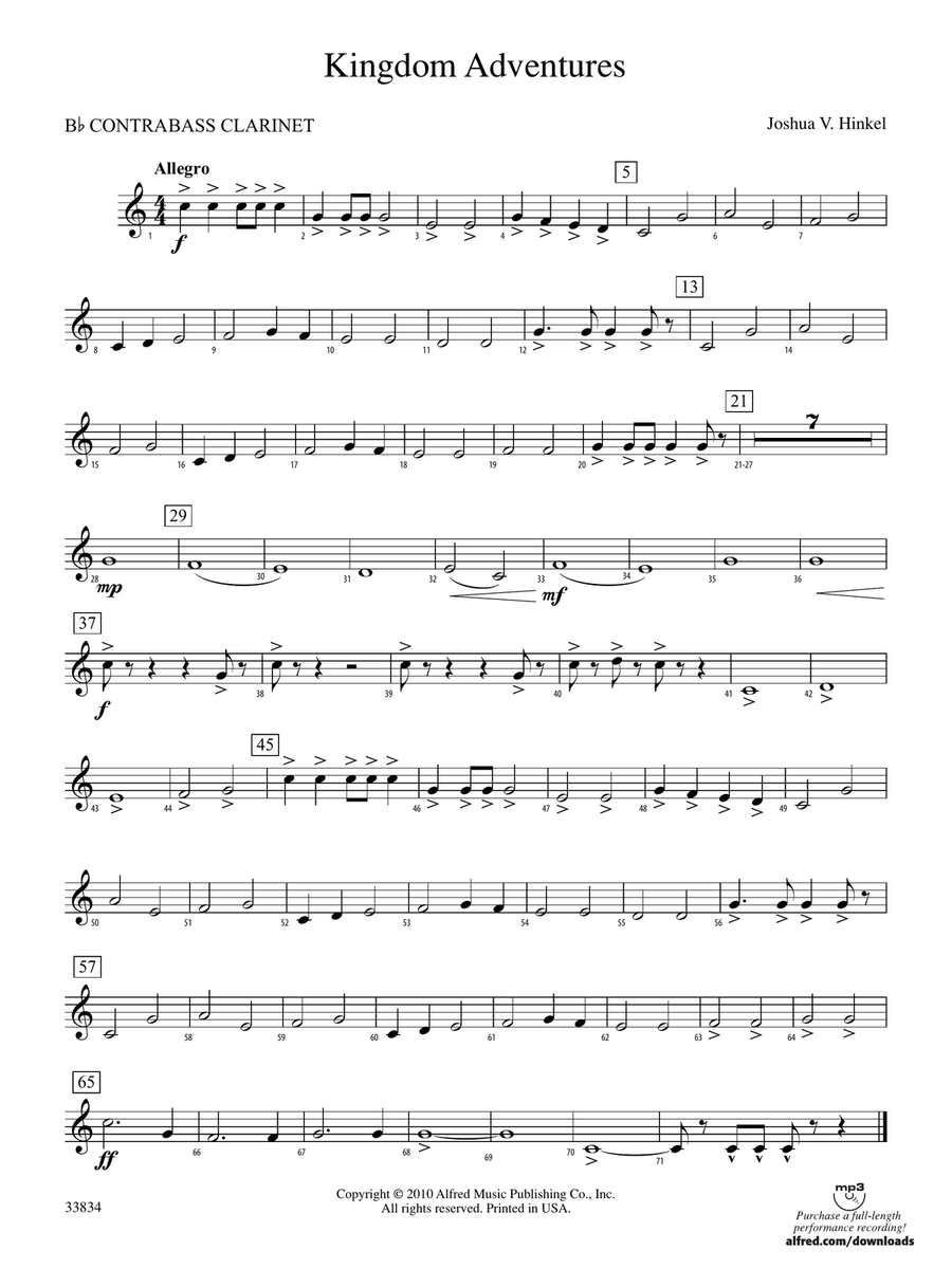 Kingdom Adventures: (World Part) B-flat Contrabass Clarinet