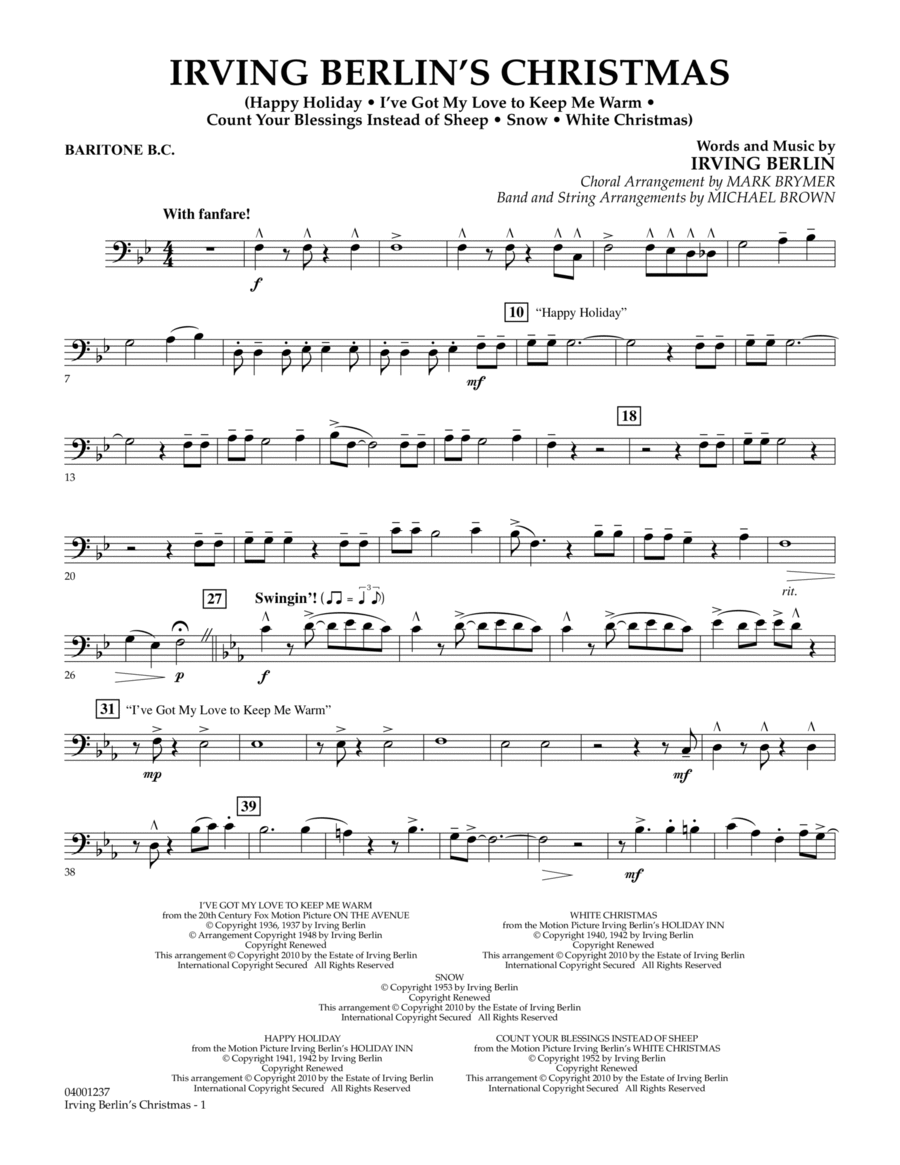 Irving Berlin's Christmas (Medley) - Baritone B.C. Concert Band scores gallery preview page 1