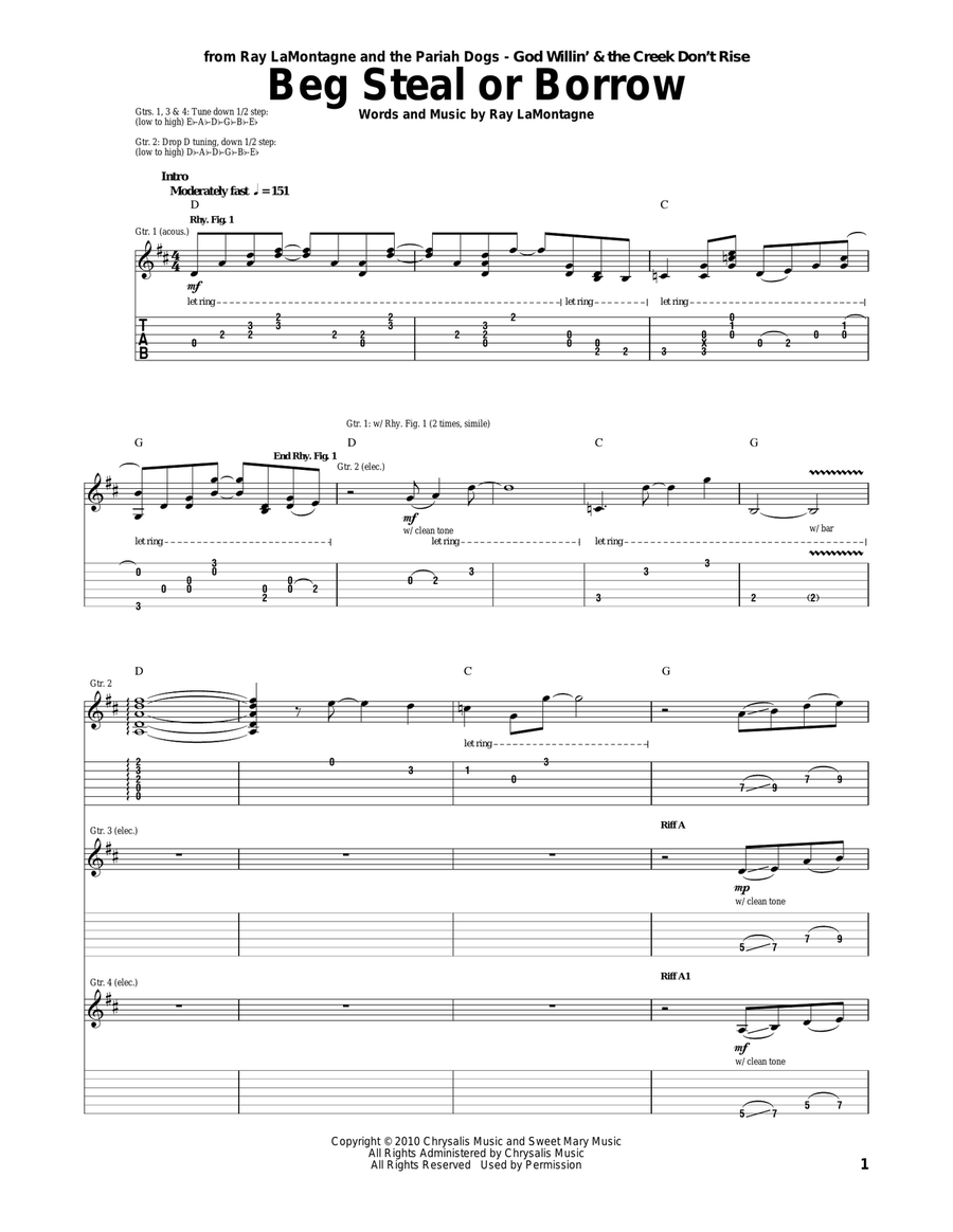 Beg Steal Or Borrow Beg Steal Or Borrow Acoustic Guitar scores gallery preview page 1