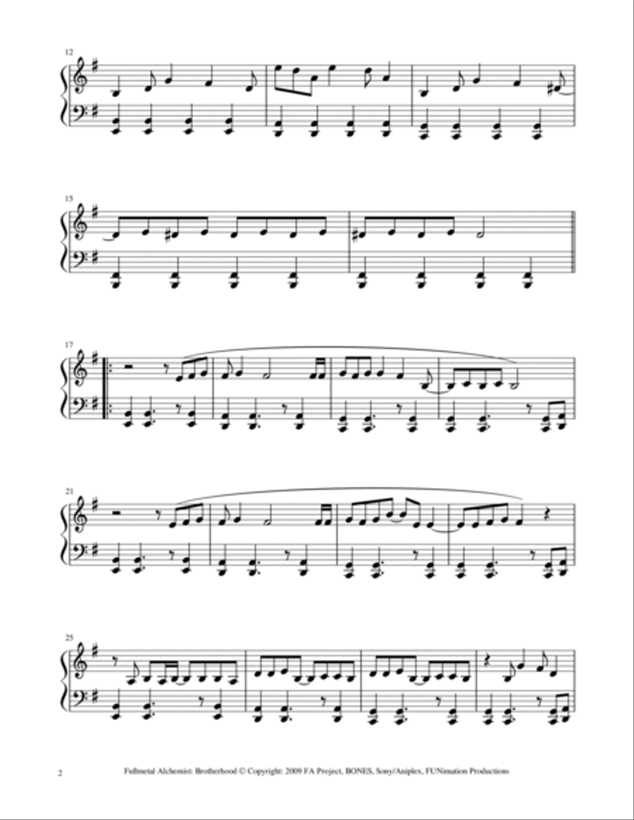 Fullmetal Alchemist Ost Piano Solo scores gallery preview page 2