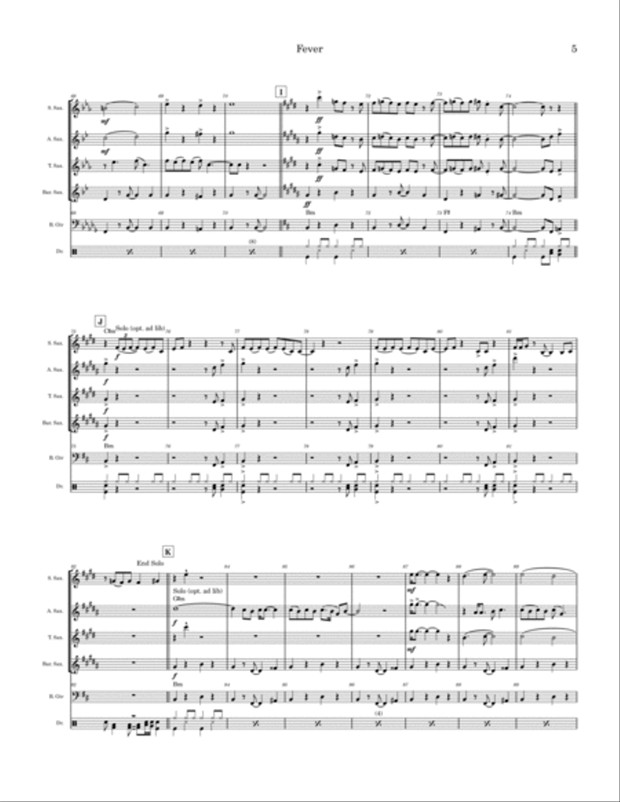 Fever Saxophone Quartet scores gallery preview page 5