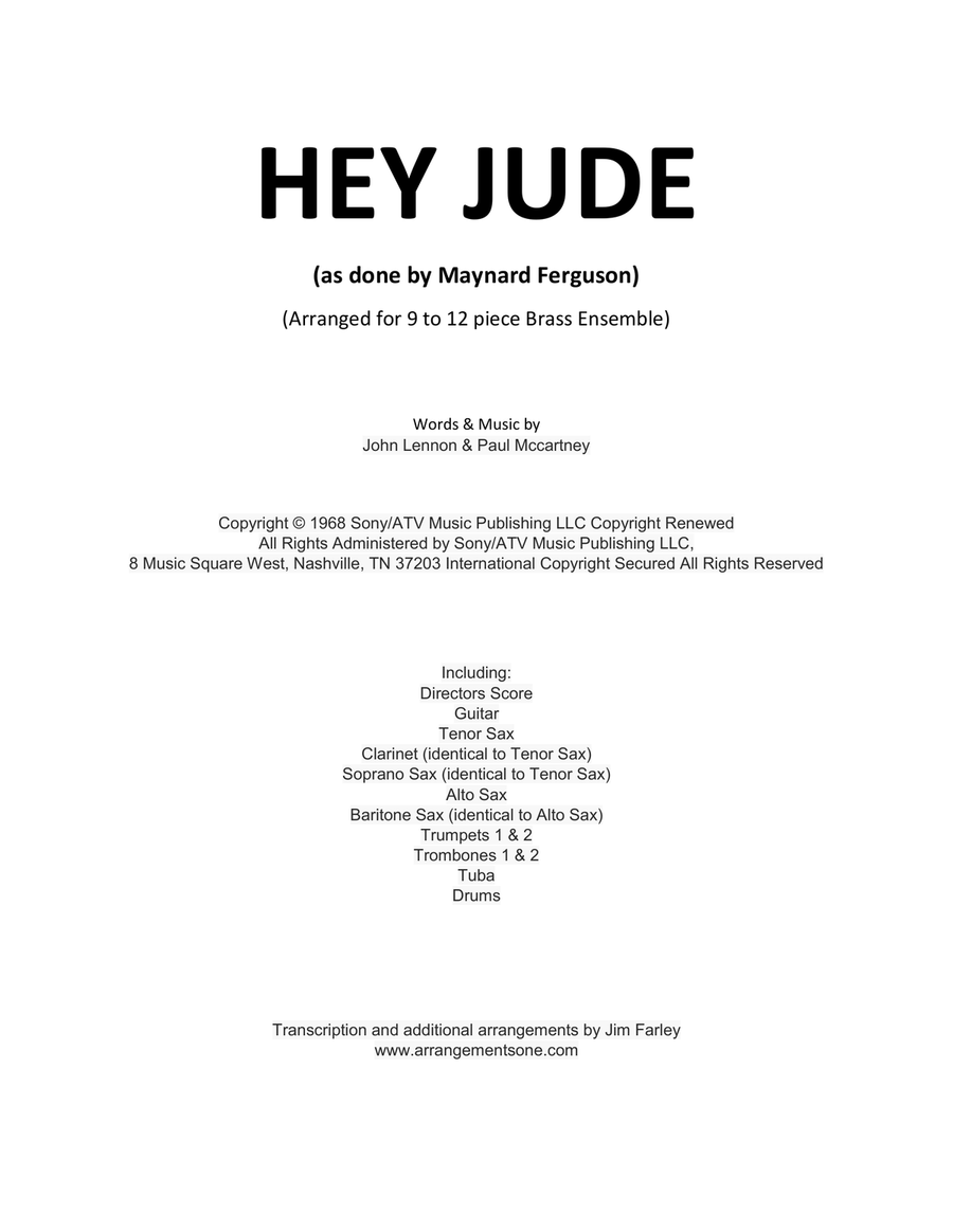 Hey Jude Large Ensemble scores gallery preview page 1