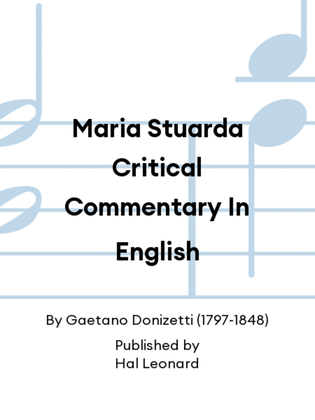 Book cover for Maria Stuarda Critical Commentary In English