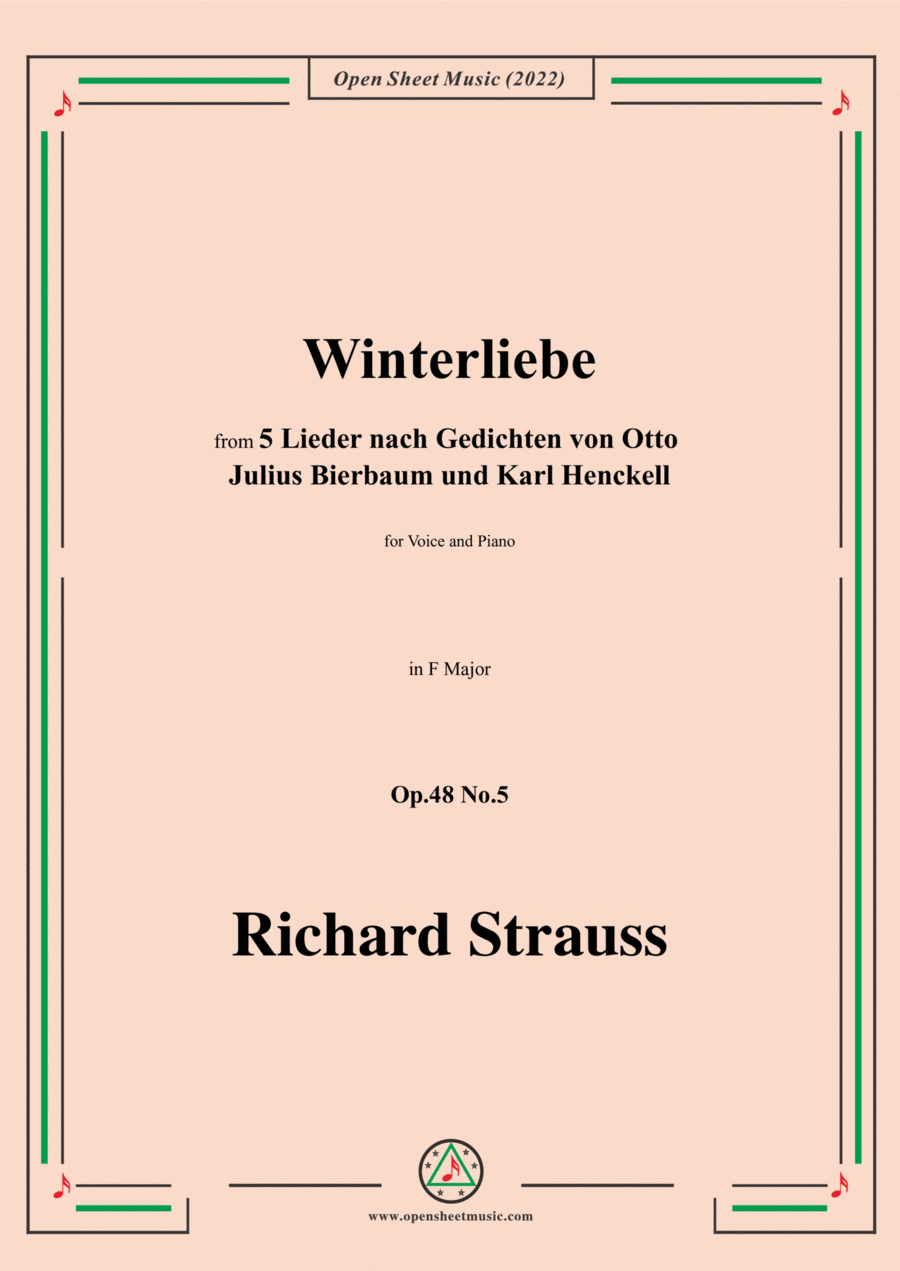 Richard Strauss-Winterliebe,in F Major Voice scores gallery preview page 1