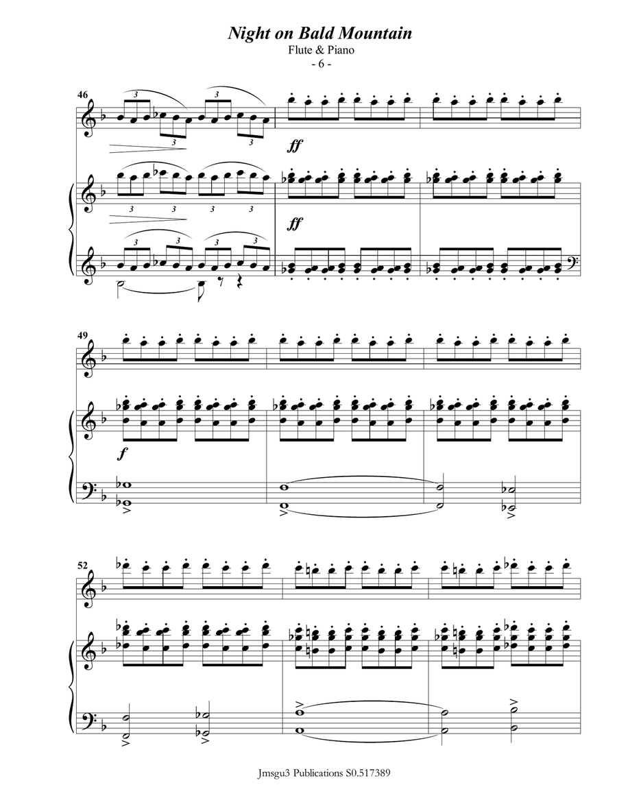 Mussorgsky: Night on Bald Mountain for Flute & Piano Flute Solo scores gallery preview page 6