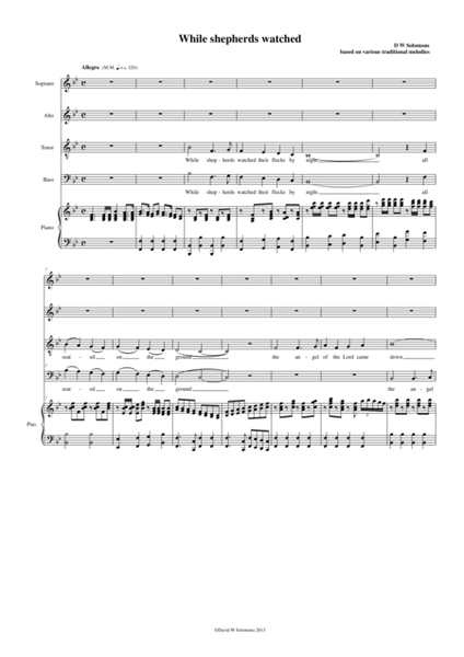 While Shepherds watched - in various melodies - version in B flat SATB image number null