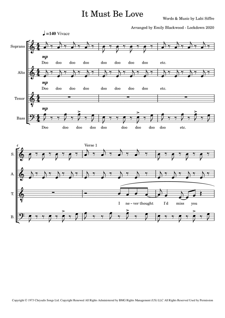 It Must Be Love 4-Part scores gallery preview page 1