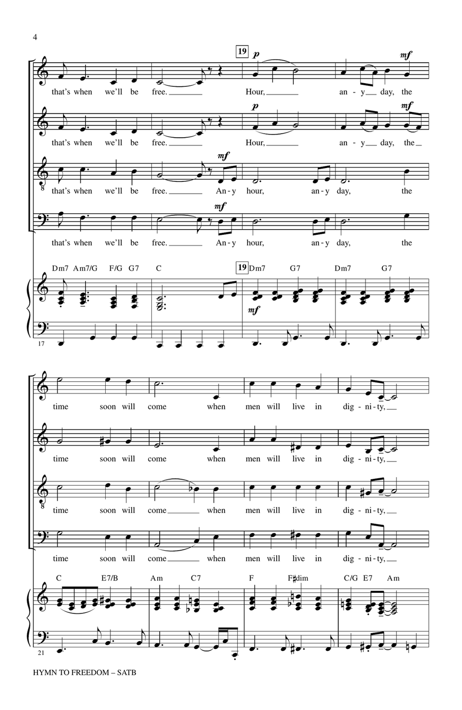 Hymn To Freedom (arr. Paul Read) 4-Part scores gallery preview page 3