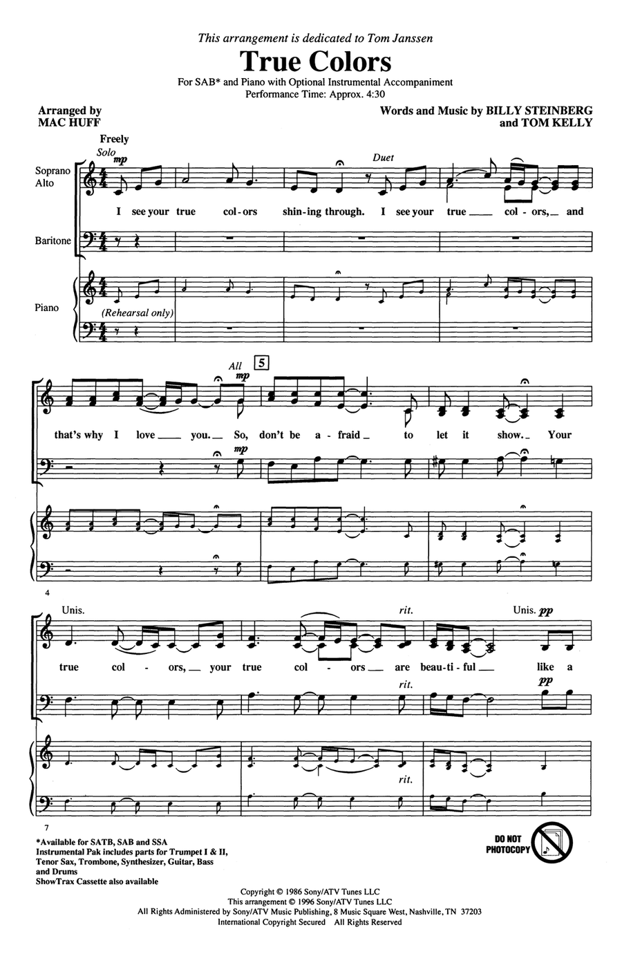 True Colors (arr. Mac Huff)