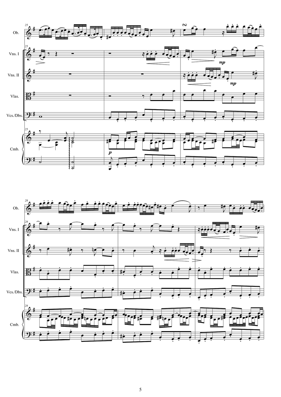 Telemann - Concerto in E minor TWV 51-E1 for Oboe (or Flute), Strings and continuo Chamber Orchestra scores gallery preview page 5