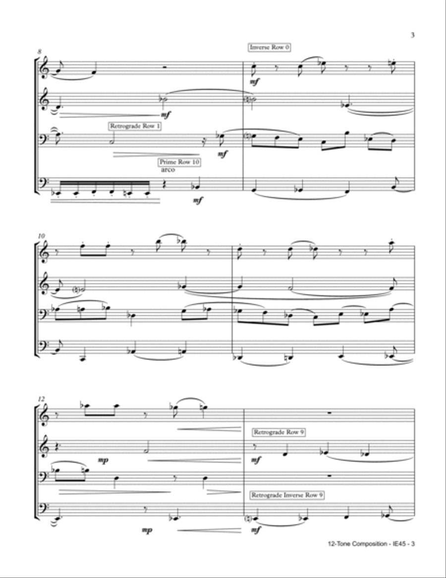 12-tone composition for 4 instruments Small Ensemble scores gallery preview page 3